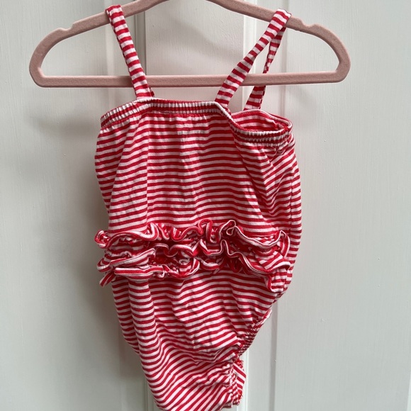 The Children’s Place 3-6M Red and White Striped Girls Onesie Tank Top - Picture 3 of 4
